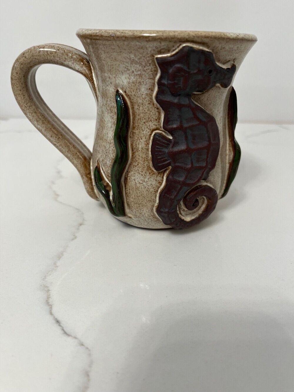 Mug Studio Art Pottery Signed Mug with Unique Seahorse Figure